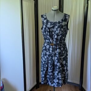 Jones NY, navy with white flowers dress